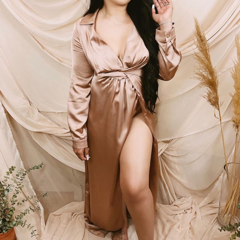 Maxi Side slip long sleeve Dress